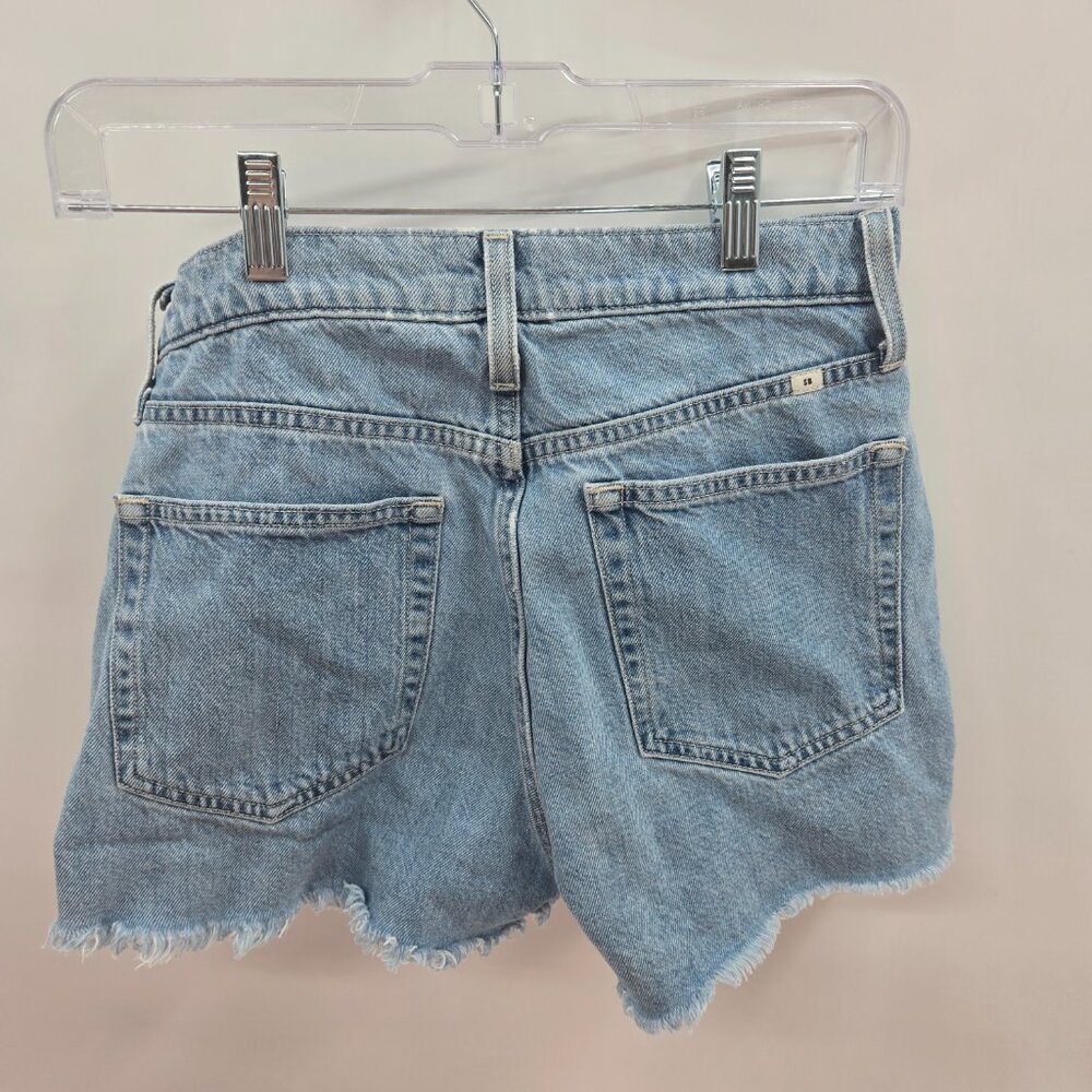 Aritizia Sunday Best Light Blue Raw Hem Jean Shorts Size 26 - Picture 2 of 8